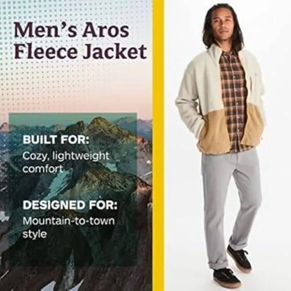 Marmot Mens Small Aros Full Zip Fleece Jacket Color Block Retro Style